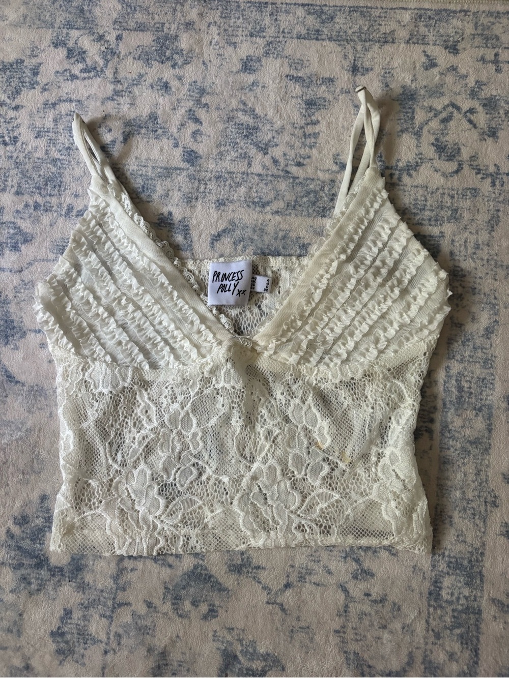 Princess Polly Ivory Lace Ruffle Bralette